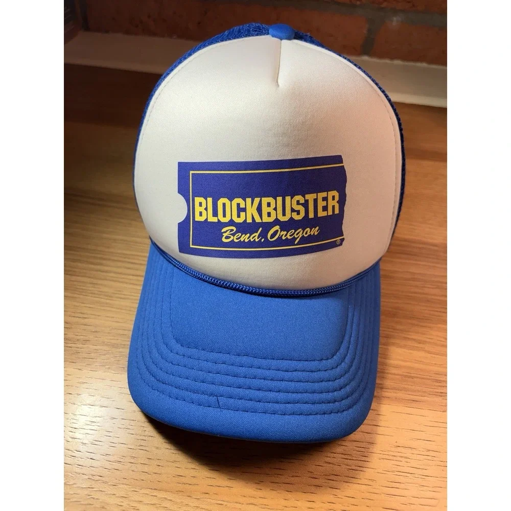 Vintage Blockbuster Video Hat Trucker Cap 80s Mesh Snap Back Royal Blue Oregon